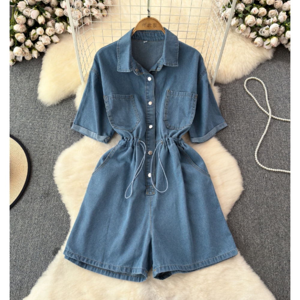 Light Blue Denim Romper